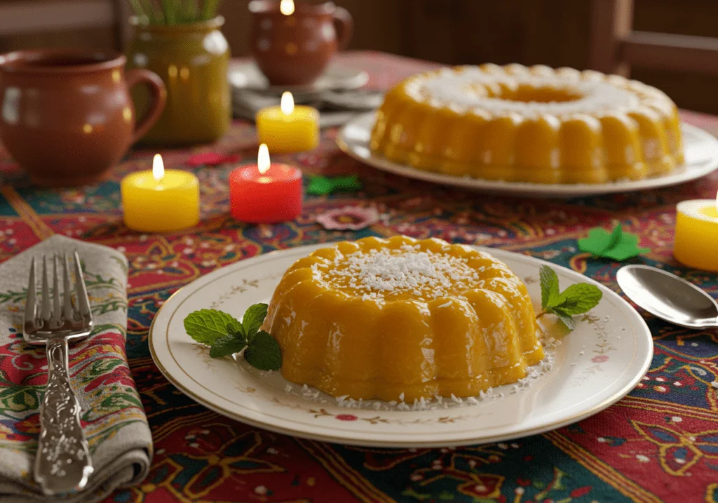Doce de abóbora com coco finalizado, delicioso e decorado, ideal para qualquer ocasião.