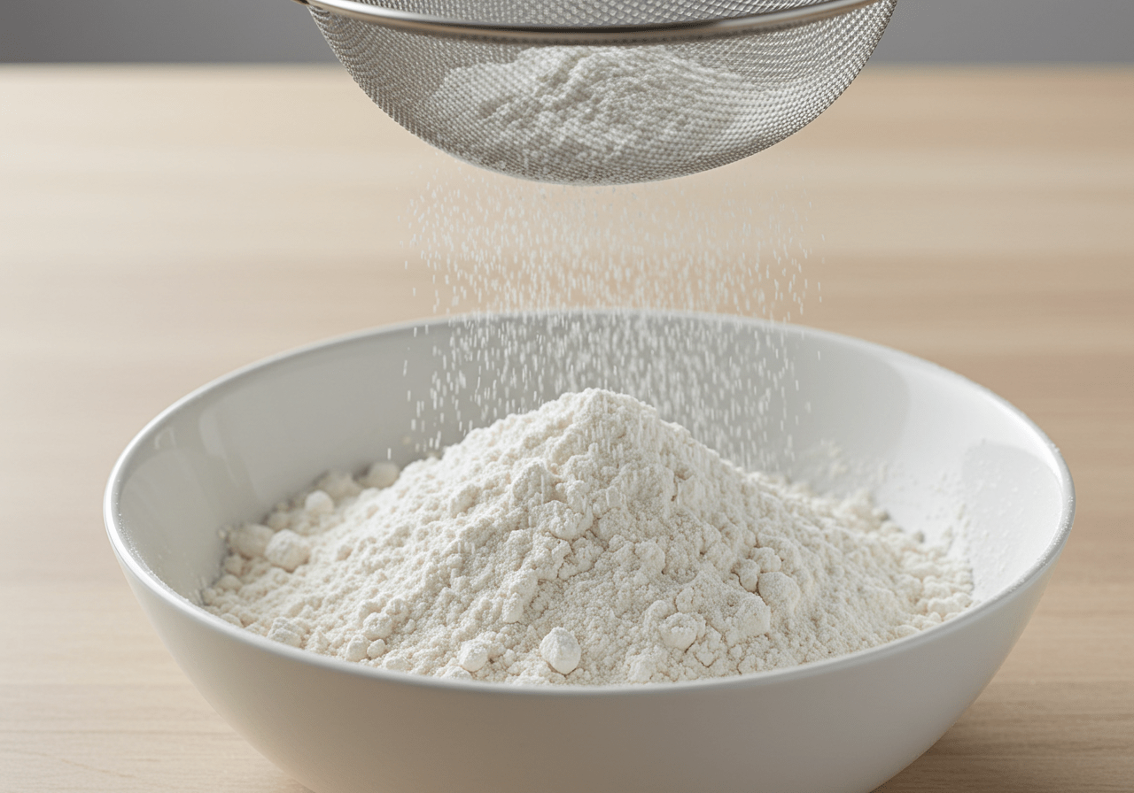 Preparando a farinha de tapioca para fazer Tapioca Recheada com Doce de Leite.