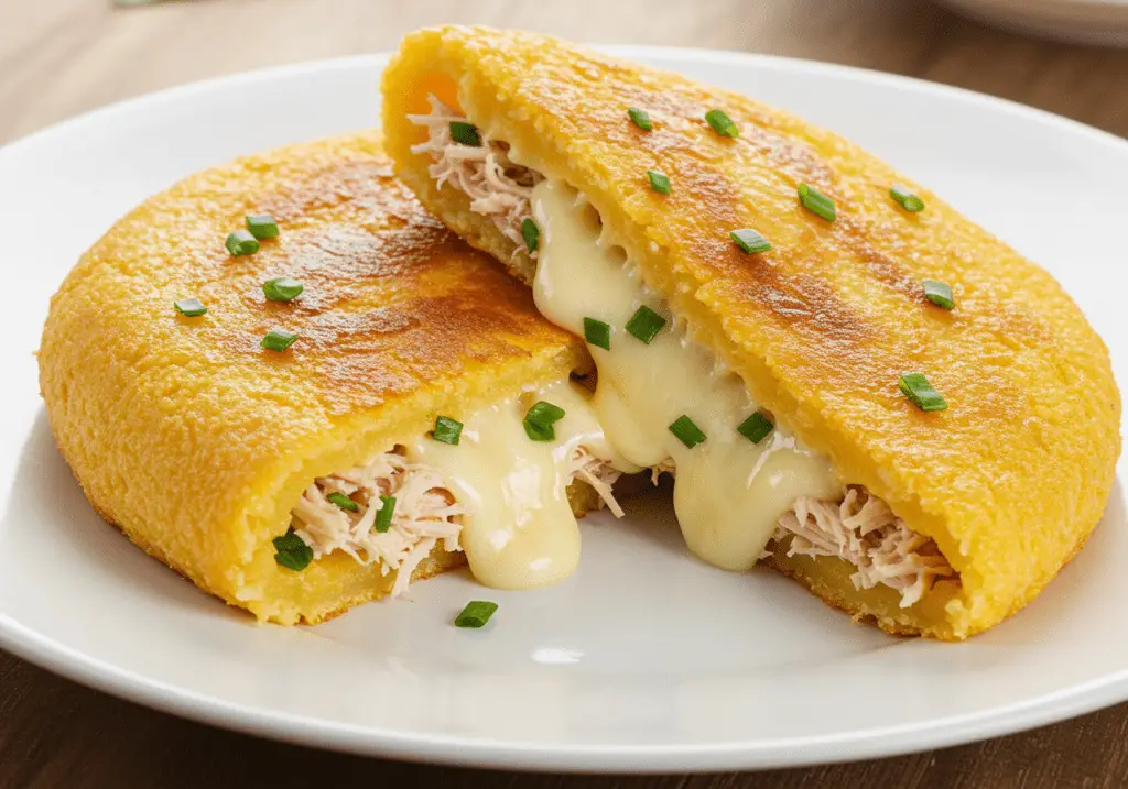 Finished Tapioca Recheada com Sabor Inesquecível, crispy outside and filled with delicious ingredients.