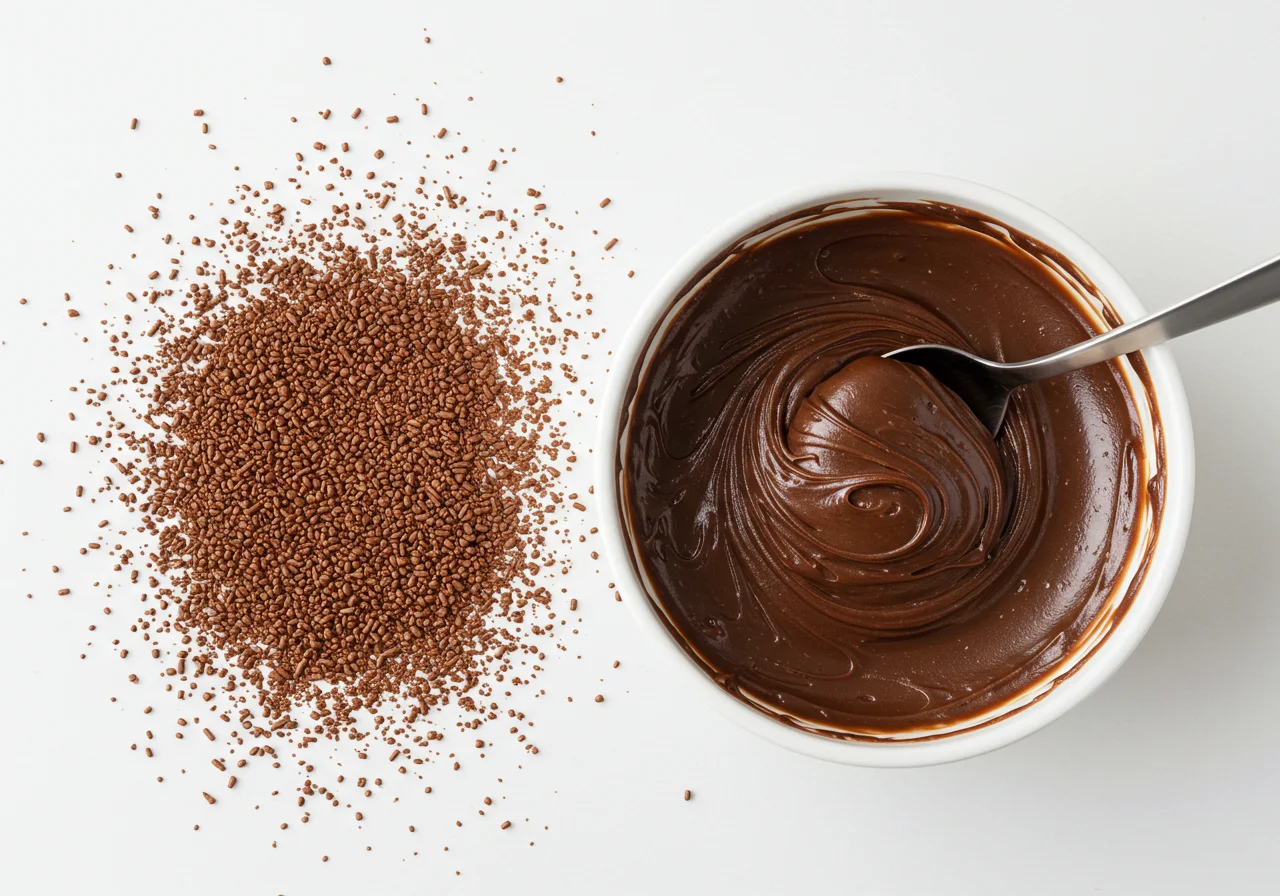 Mistura do Brigadeiro pronta para ser enrolada em chocolate granulado para Brigadeiro Reeses Caseiro.