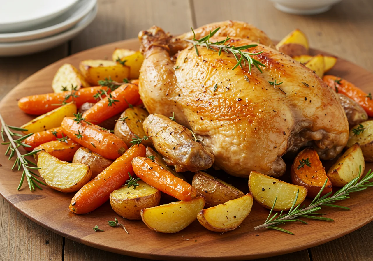 Peito de frango assado no forno com vegetais, perfeito para uma refeição deliciosa.