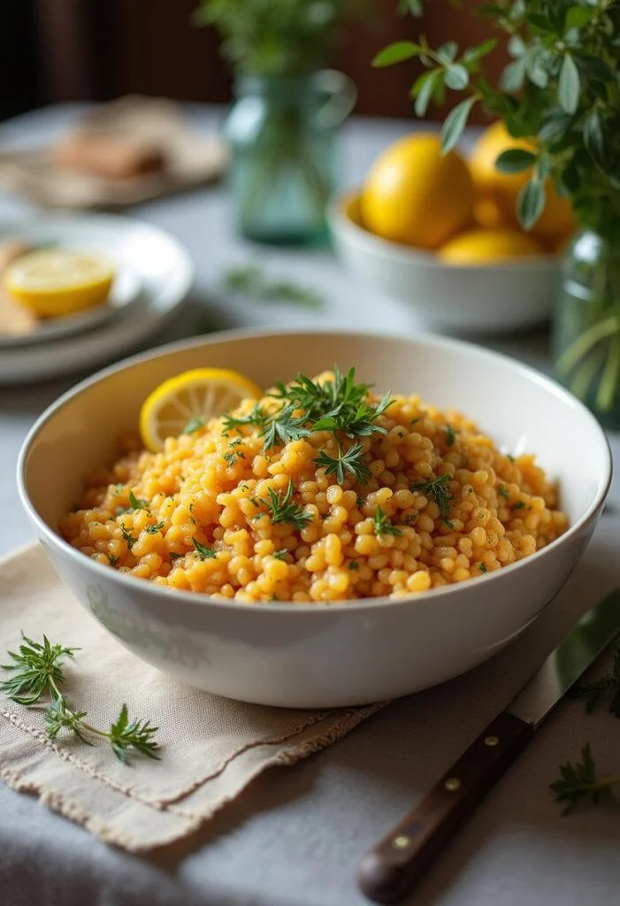 Arroz de polvo saboroso servido em uma tigela, perfeito para uma refeição deliciosa.
