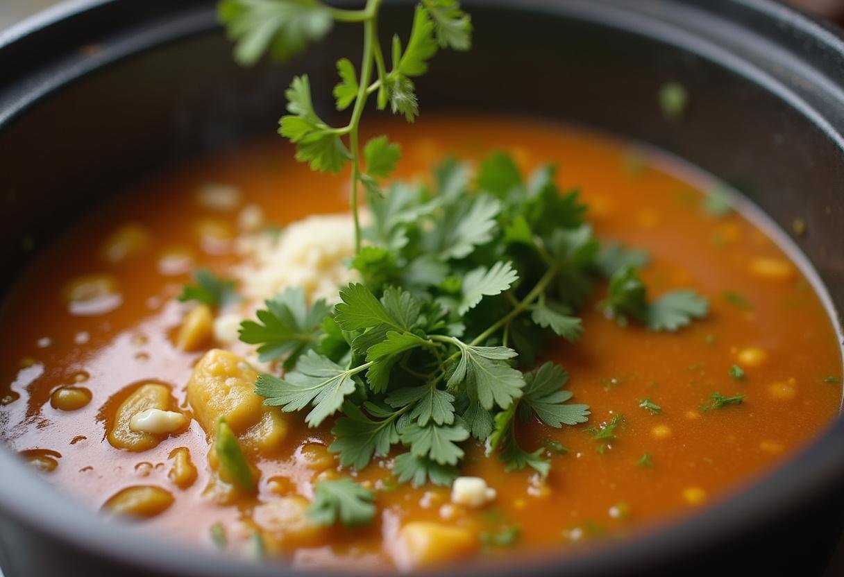 Adding coriander and queijo coalho to Baião de Dois to boost the flavor.