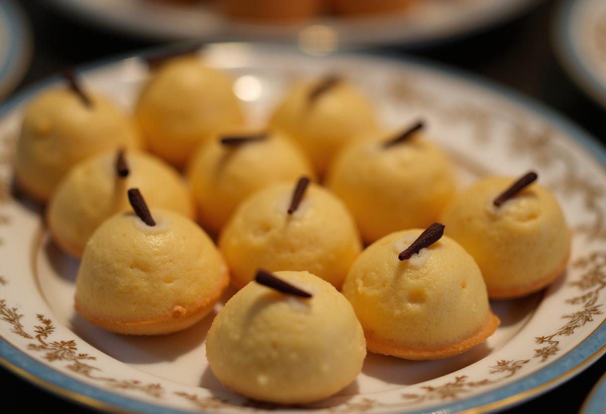 Finished Beijinho sweets with clove toppings, ready to serve at celebrations.