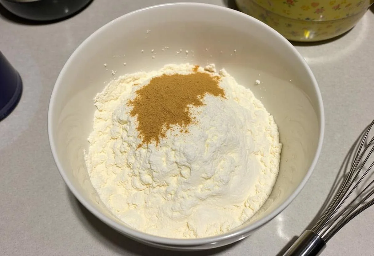 Mistura de amendoim moído e açúcar para o bolo de amendoim com chocolate.