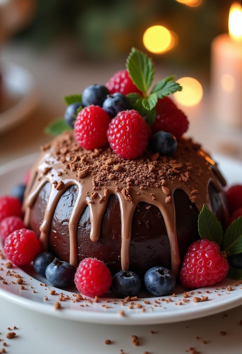 Bolo de Brigadeiro Irresistível com cobertura encantadora, perfeito para festas e celebrações.