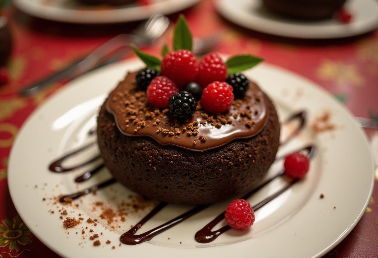 Bolo de Brigadeiro Irresistível com cobertura encantadora, perfeito para festas e celebrações.