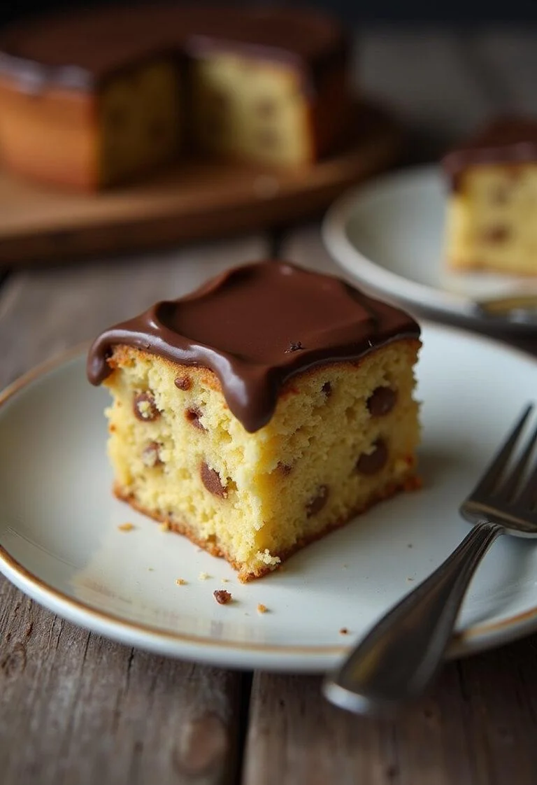 Fatia do Bolo de Cenoura com Nozes decorada com cobertura de chocolate, ideal para servir.