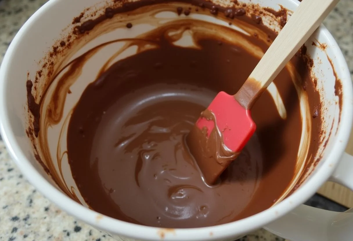 Adicionando suco de laranja fresco à mistura de bolo de chocolate com laranja.