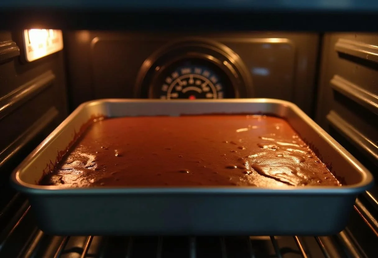 Massa de bolo de chocolate com laranja sendo colocada em uma forma redonda.