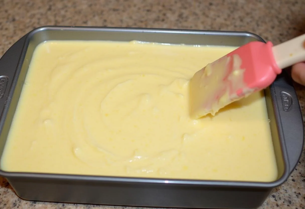 Forma untada com manteiga para o Bolo de Coco com Doce de Leite.