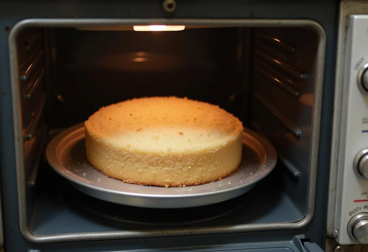 Bolo de Coco sendo colocado no forno para assar.