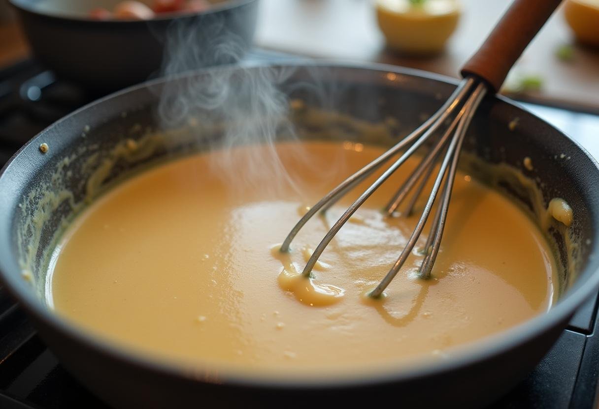 Cooking the Brigadeiro mixture until thickened for Brigadeiro Gourmet dos Sonhos.