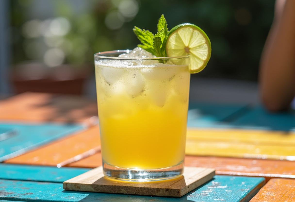 Refreshing Caipirinha cocktail ready to enjoy during summer celebrations.