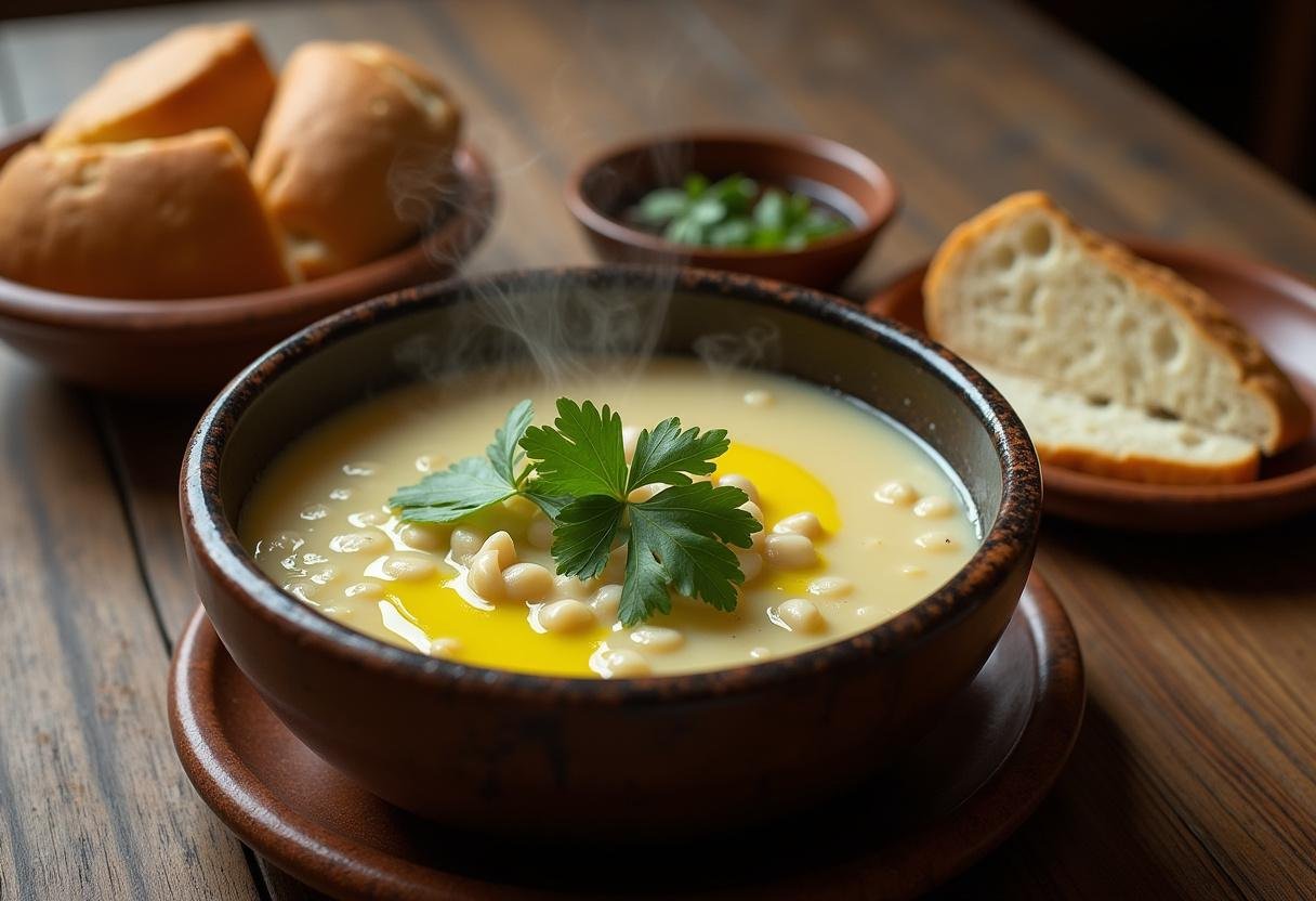Prato finalizado de caldo de feijão reconfortante, perfeito para dias frios.