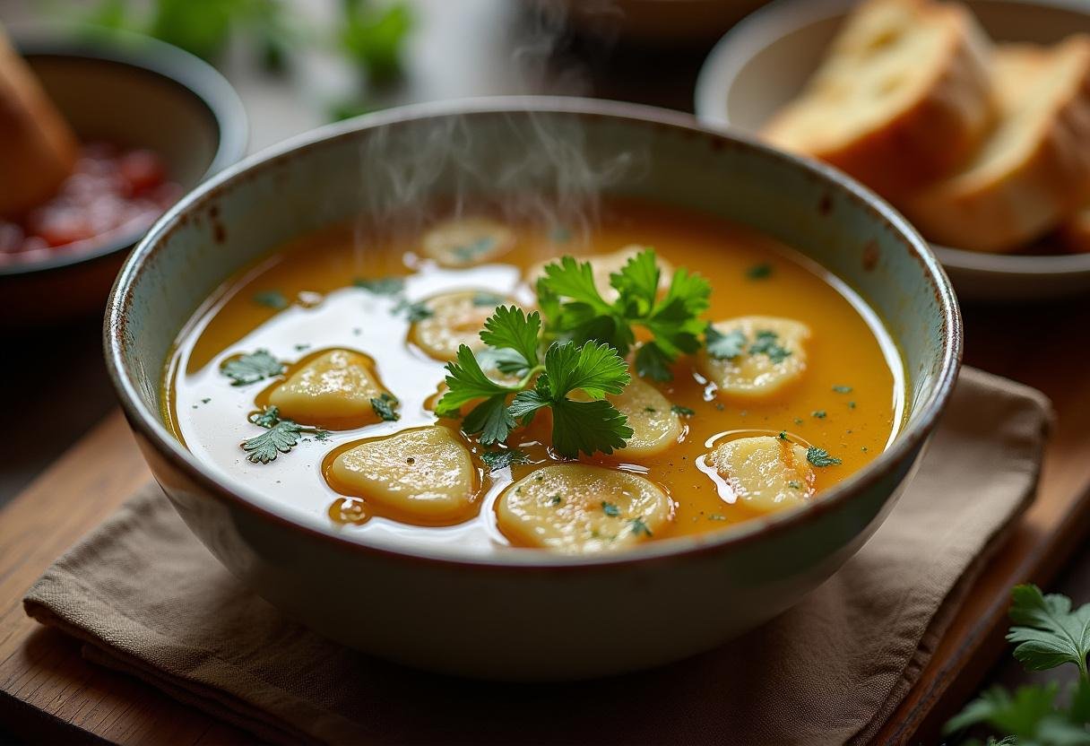 Prato finalizado de caldo de feijão reconfortante, perfeito para dias frios.