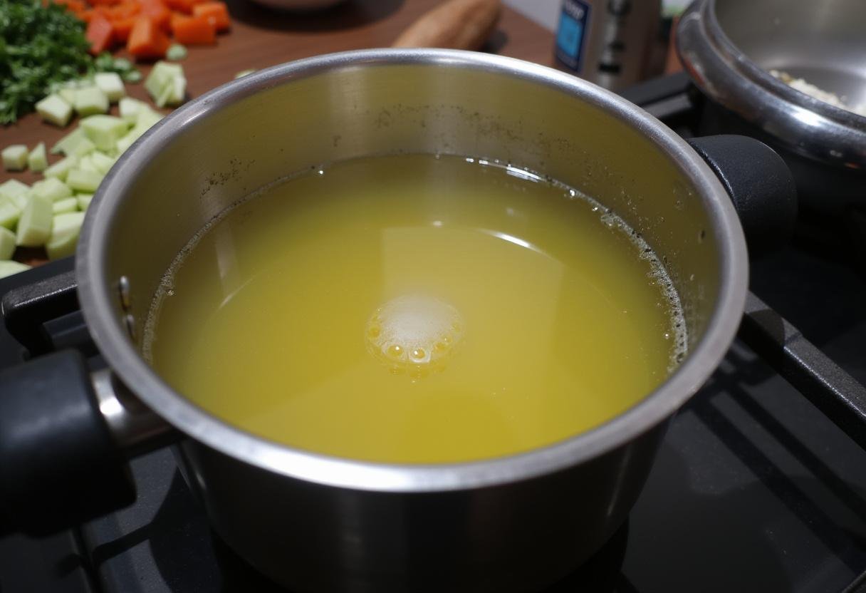 Panela com azeite de dendê aquecendo para o preparo do caruru.