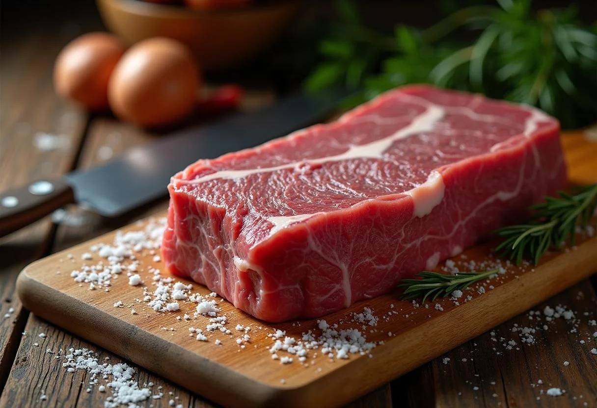 Prime beef picanha ready for seasoning for Churrasco Gaúcho Majestoso.