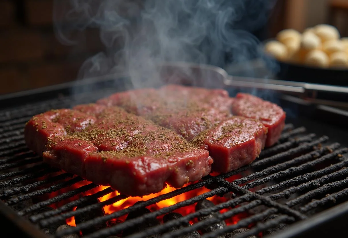 Picanha being grilled to perfection for Churrasco Gaúcho Majestoso.