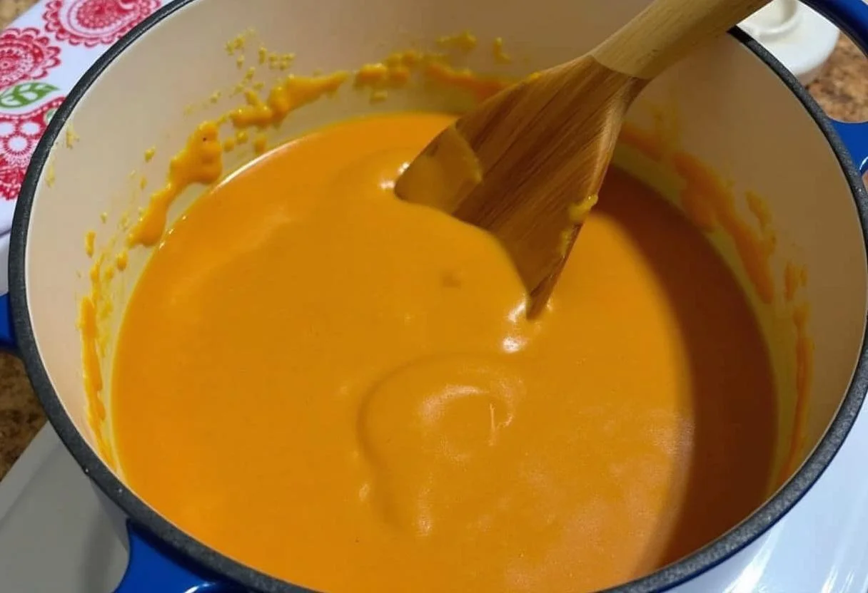 Mistura de abóbora espessando no fogão para o doce de abóbora com coco.