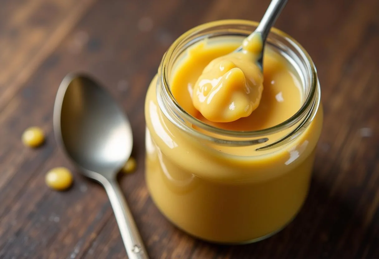 Pote sendo preenchido com Doce de Leite Caseiro Cremoso fresco.
