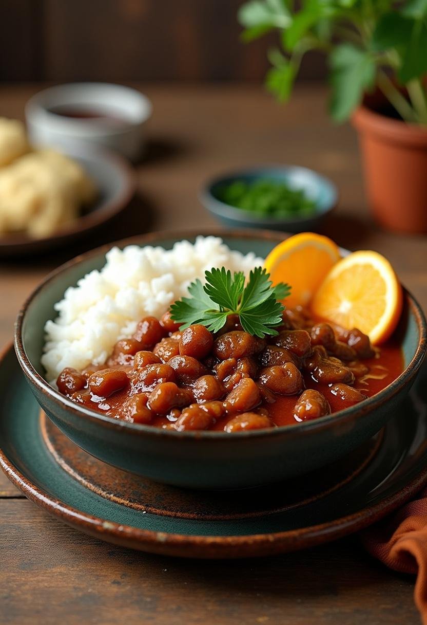 Delicious bowl of Feijoada Tradicional Irresistível garnished for serving.