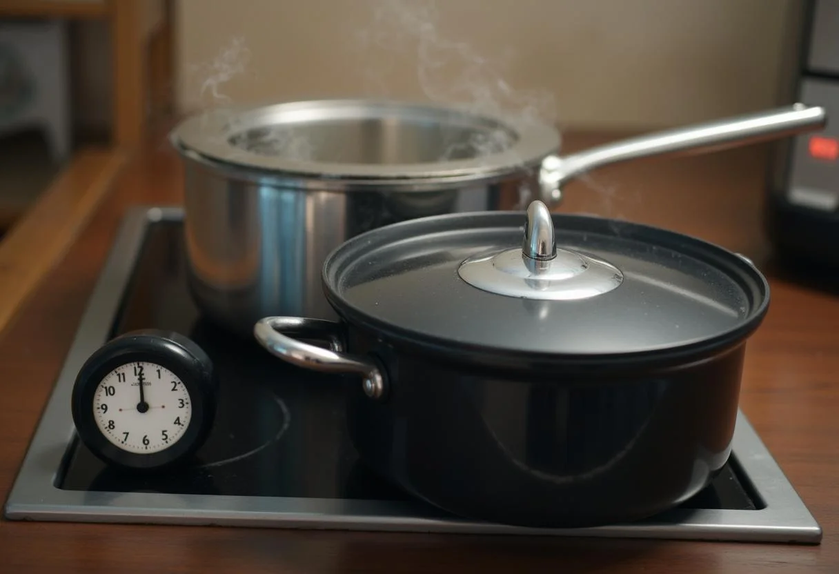 Pot of Frango com Quiabo Mineiro simmering on the stove, cooking to perfection.