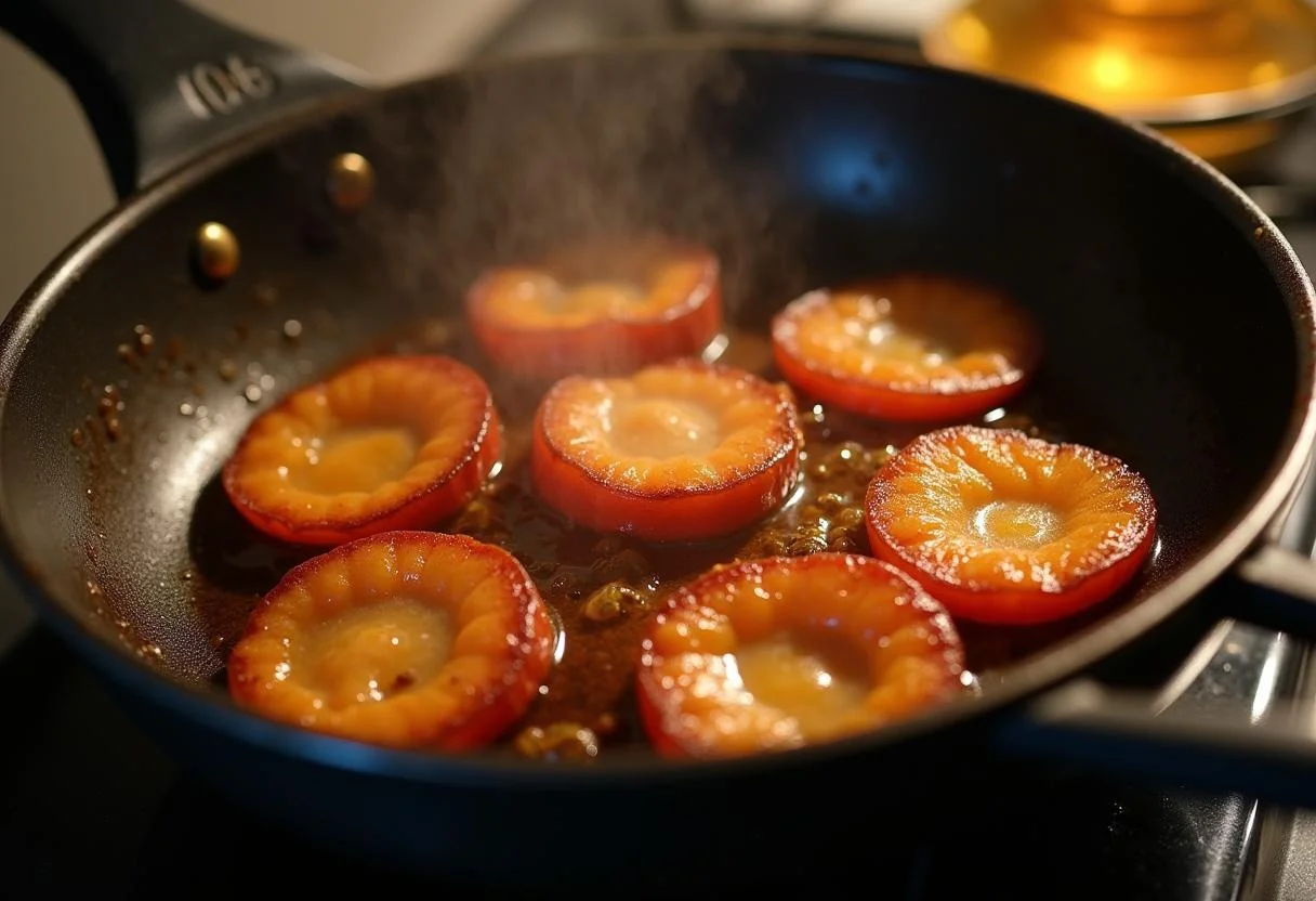 Refogando linguiça em uma panela com cachaça para uma infusão de sabor picante.