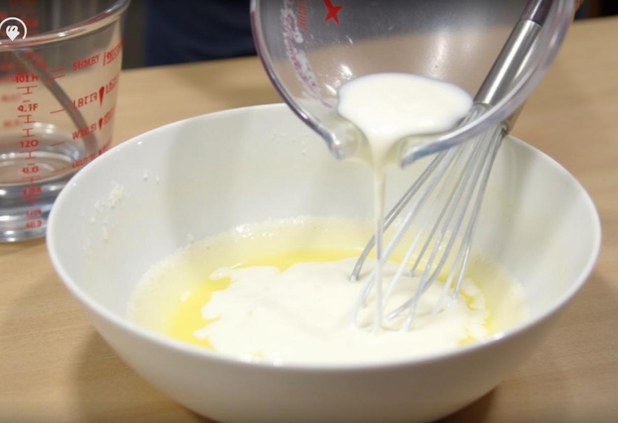 Misturando amido de milho com água para o Manjar Branco com Calda de Ameixa.