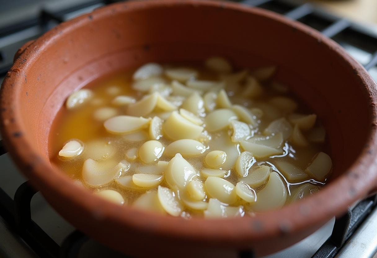 Cebola e tomate refogando no óleo de dendê para Moqueca Baiana dos Deuses.