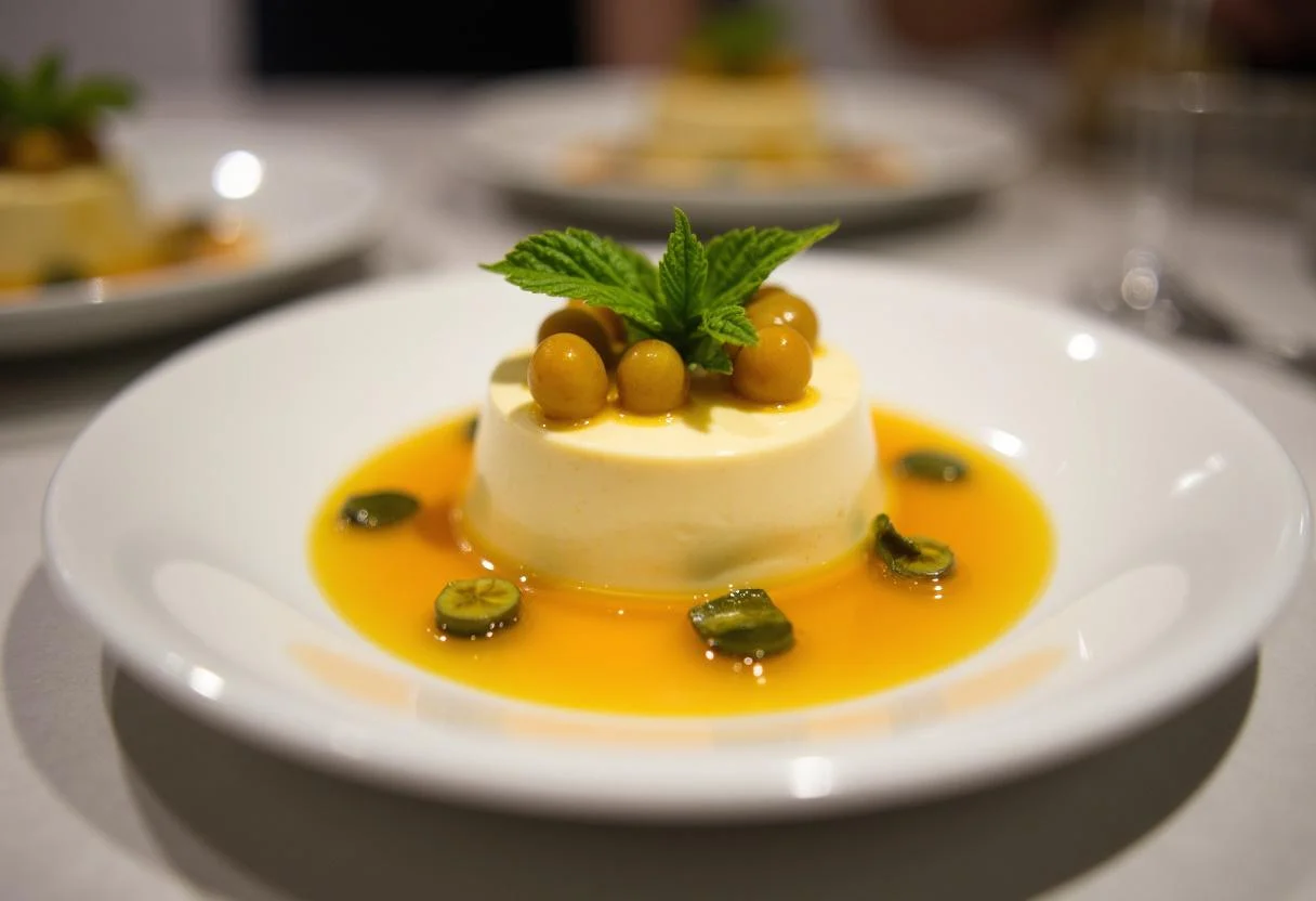 Mousse de Maracujá Deliciosa e Refrescante servida com enfeites, perfeita para uma sobremesa de verão.
