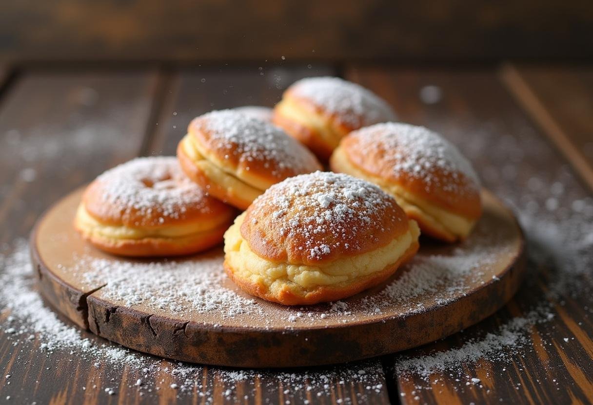 Paçoca de amendoim artesanal pronta, decorada com açúcar de confeiteiro, perfeita para servir.