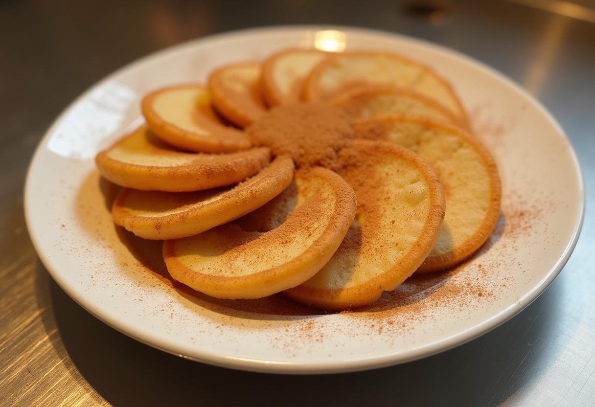 Rabanada dourada e crocante, polvilhada com açúcar e canela, pronta para servir como sobremesa.