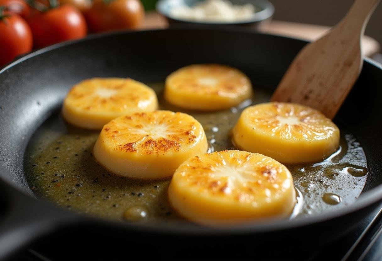 Butter melting in a pan for toasting Minas cheese in Romeu e Julieta.