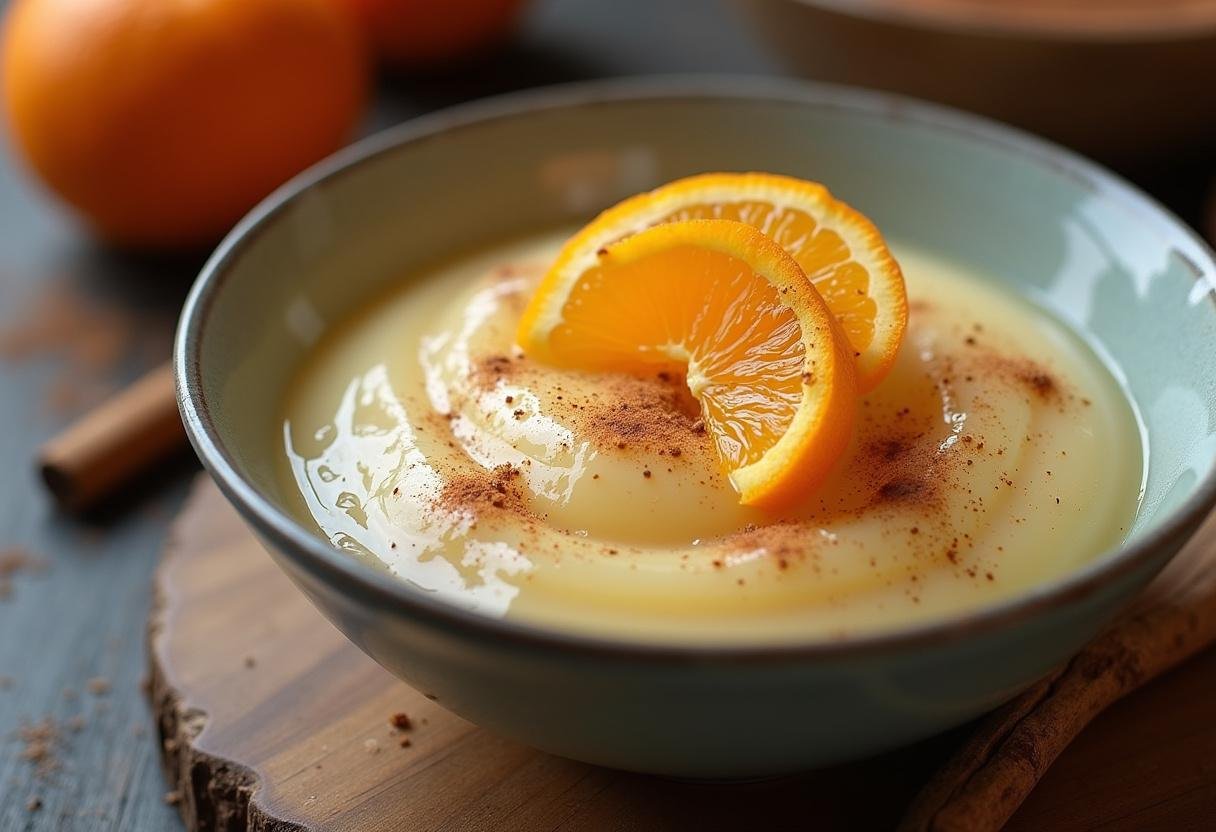 Traditional chilled Sagu dessert with orange garnish, ready to serve.