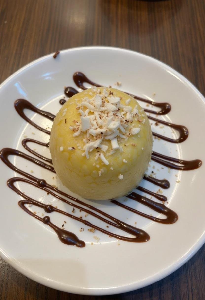Tapioca Recheada com Doce de Leite decorada, ideal para servir.