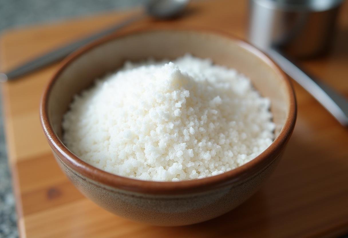 Goma de tapioca em tigela pronta para o preparo da receita tradicional