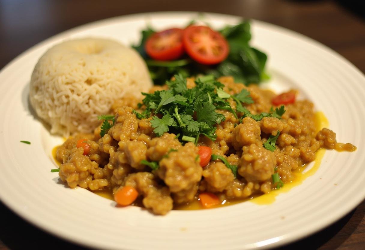 Tutu de Feijão Mineiro servido com arroz e couve, um prato típico de Minas Gerais.