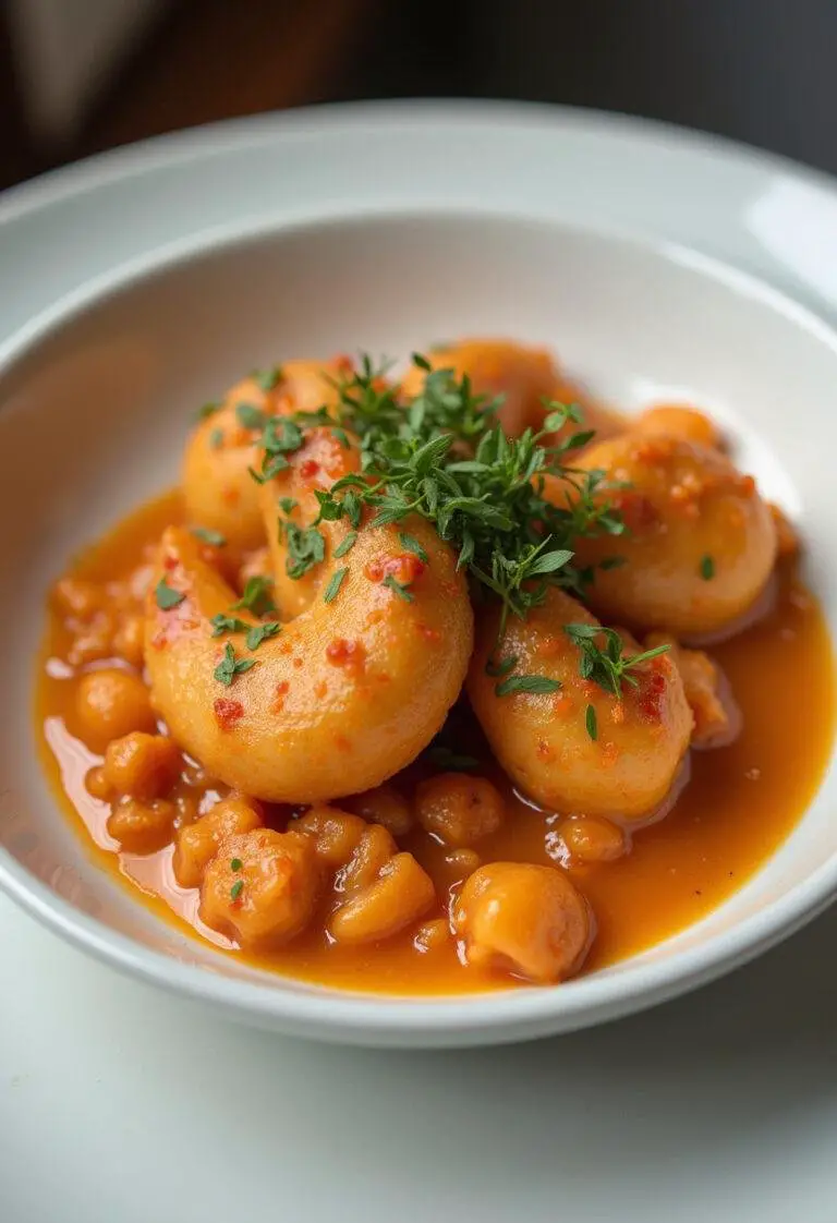 Finished Vatapá Cremoso com Toque Divino de Camarão beautifully presented, perfect for a divine meal.