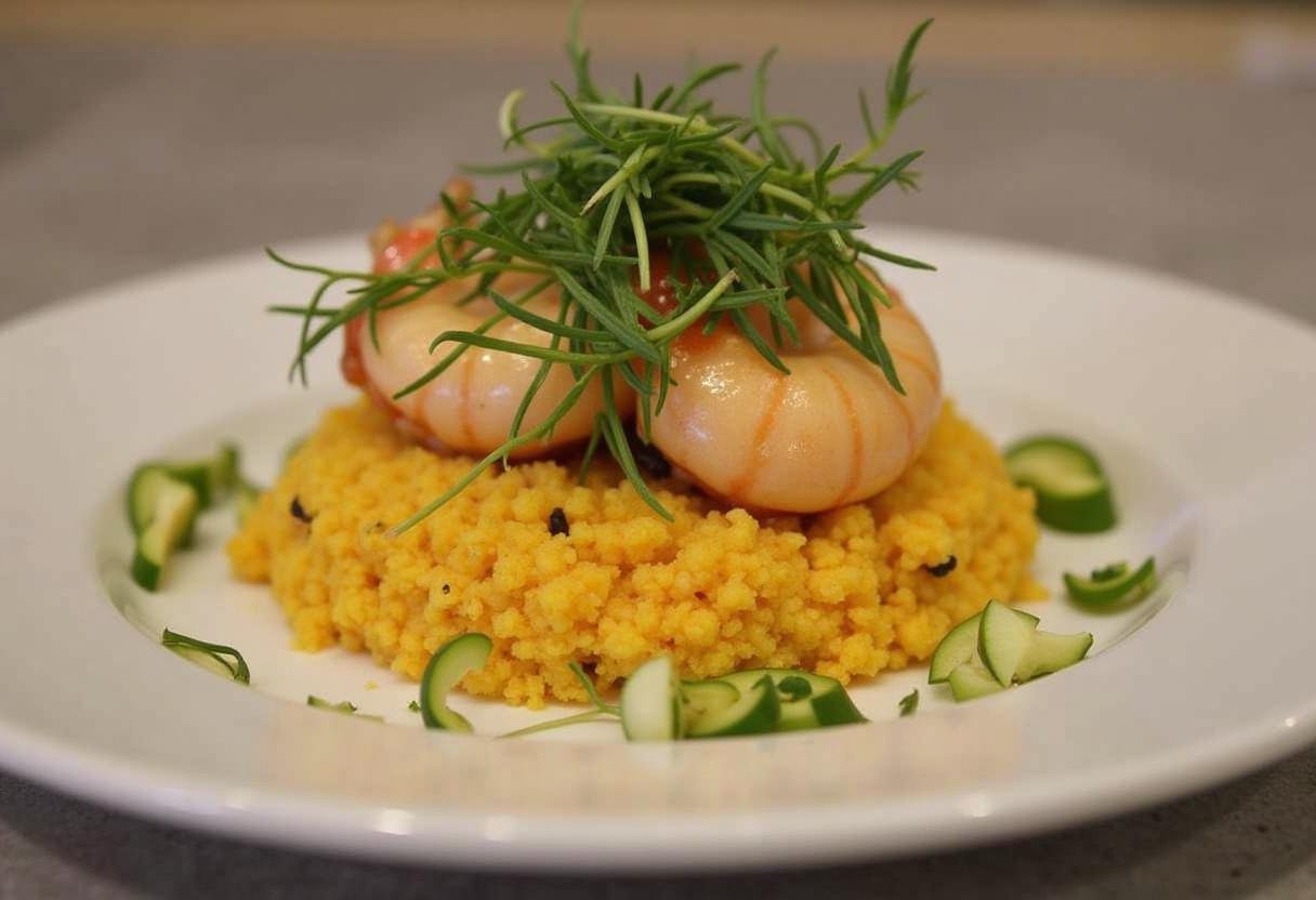 Finished Vatapá Cremoso com Toque Divino de Camarão beautifully presented, perfect for a divine meal.