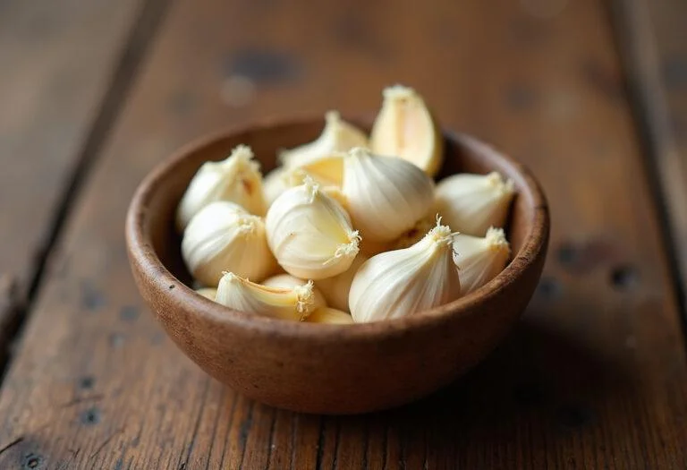 Dentes de alho descascados prontos para cozinhar, ideal para receitas com alho.
