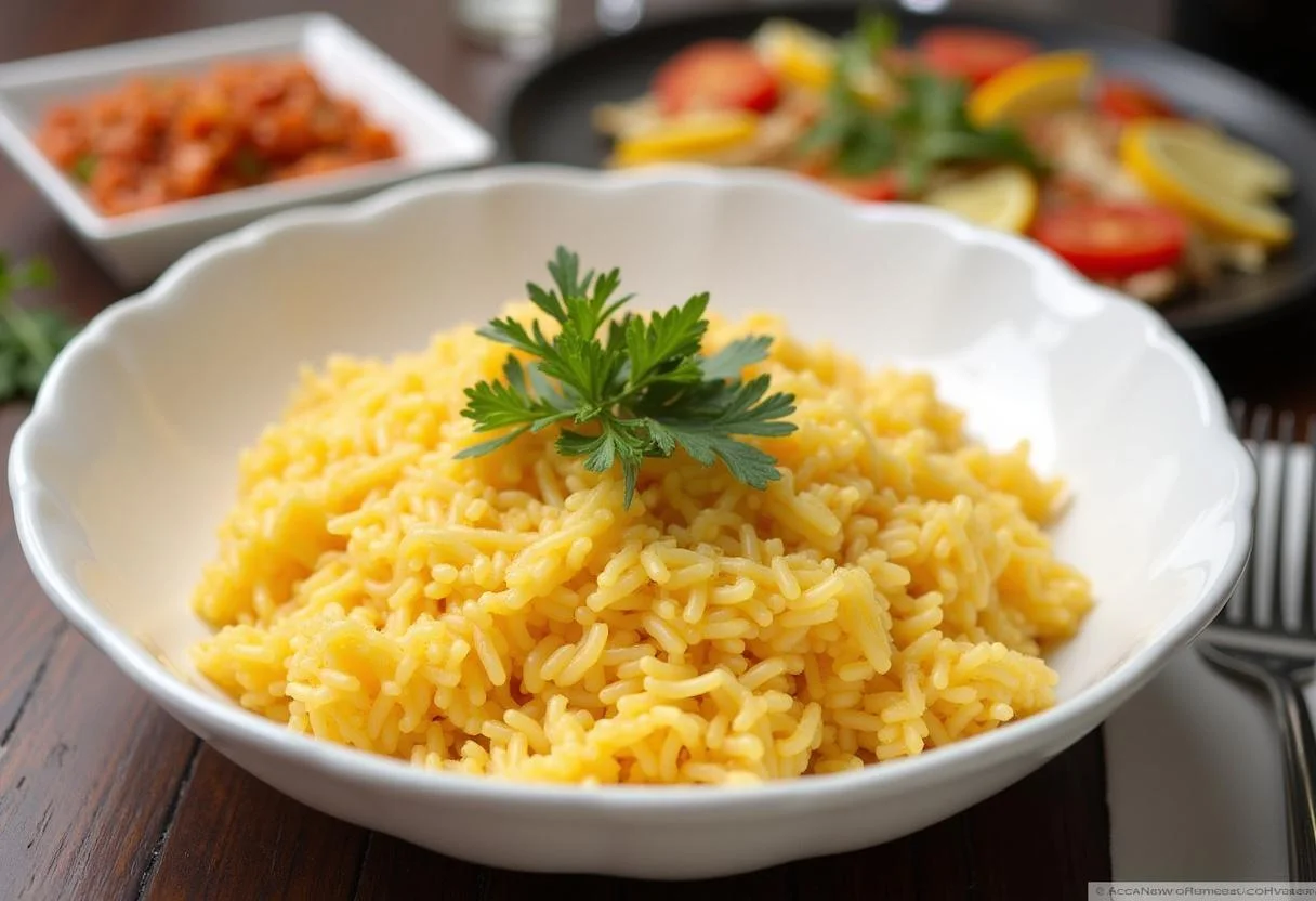 Arroz Cristal Soltinho servido de forma leve, ideal para qualquer refeição.