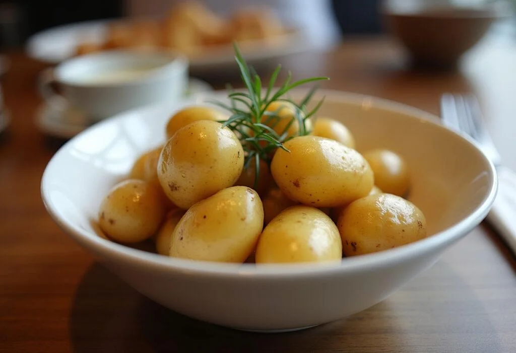 Batata inglesa cozida simples, prontas para servir e desfrutar, válidas para tabela nutricional batata inglesa.