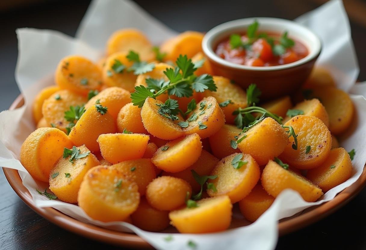 Plate of Batata Ruffles with cebola e salsa dip, perfect for gatherings.