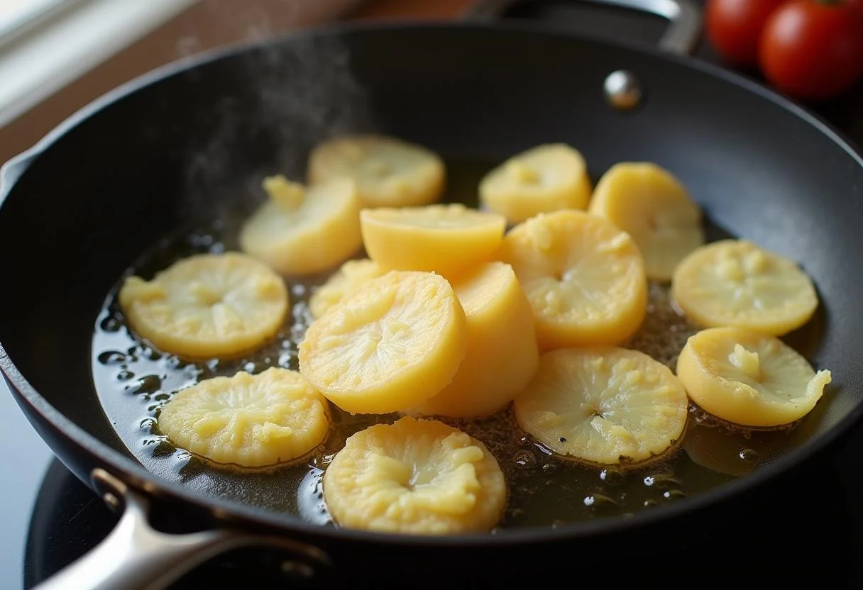 Frying ruffles de batata in oil for cebola e salsa flavor.