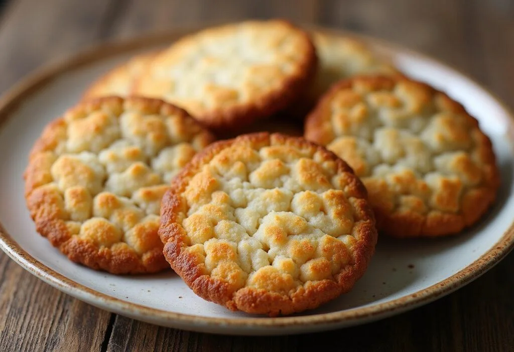 Biscoito de arroz caseiro sem glúten, perfeitos para um lanche saudável.
