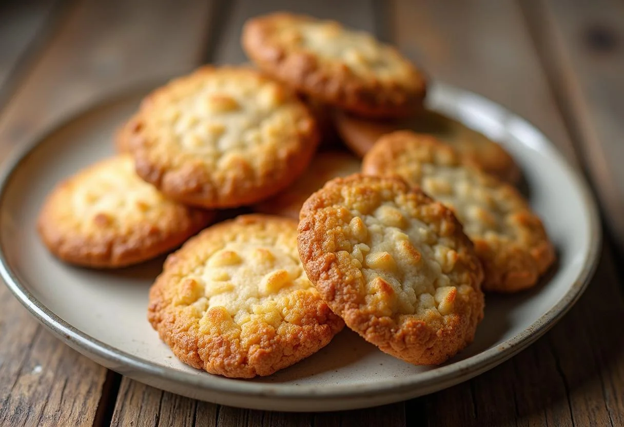 Biscoito de arroz caseiro sem glúten, perfeitos para um lanche saudável.