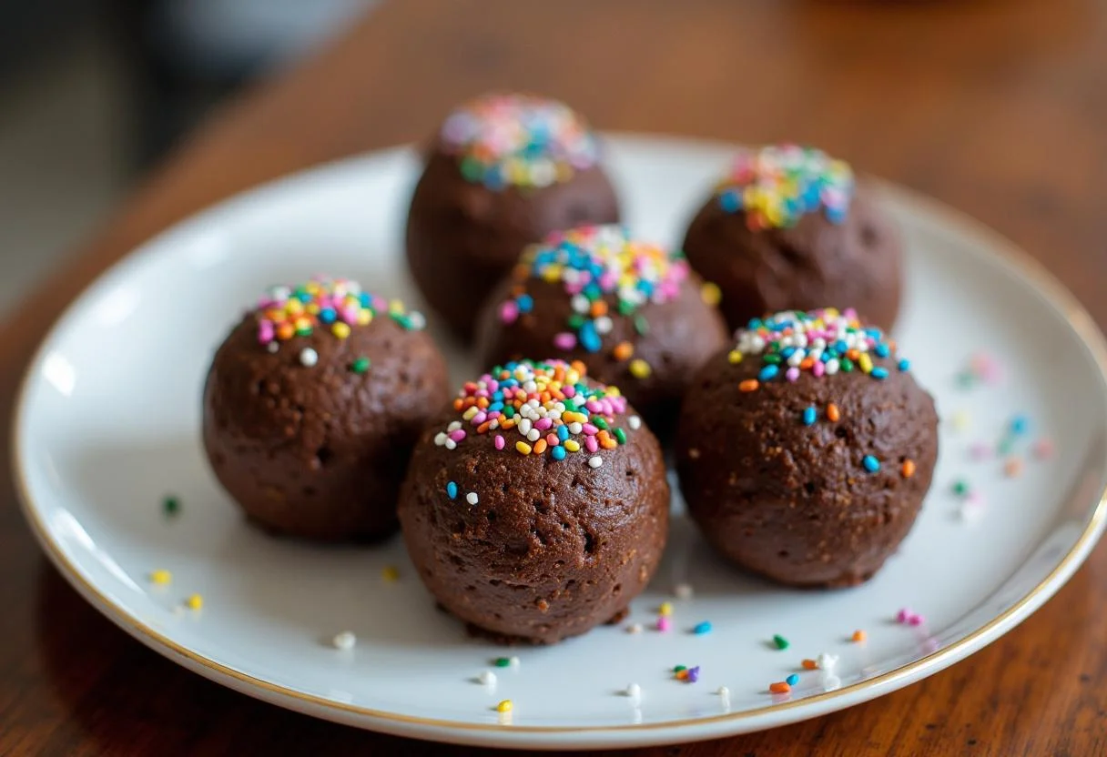 Delicioso brigadeiro vegano de biomassa pronto para servir, perfeito para um mimo vegano.