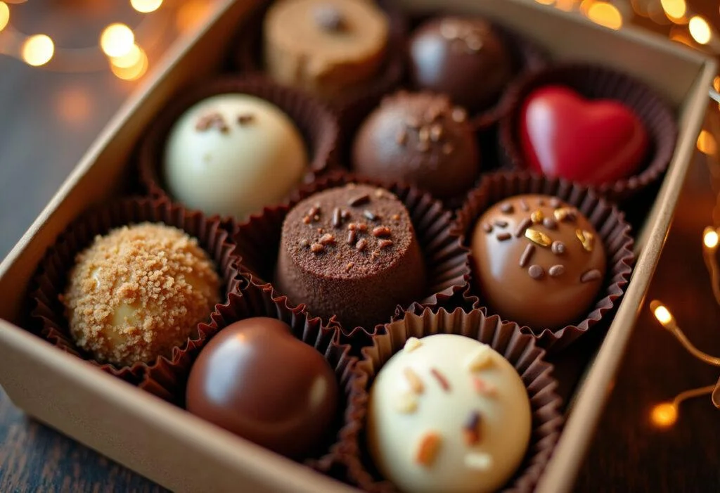 Caixa de Chocolate Trento finalizada com diversos sabores, pronta para ser apreciada.