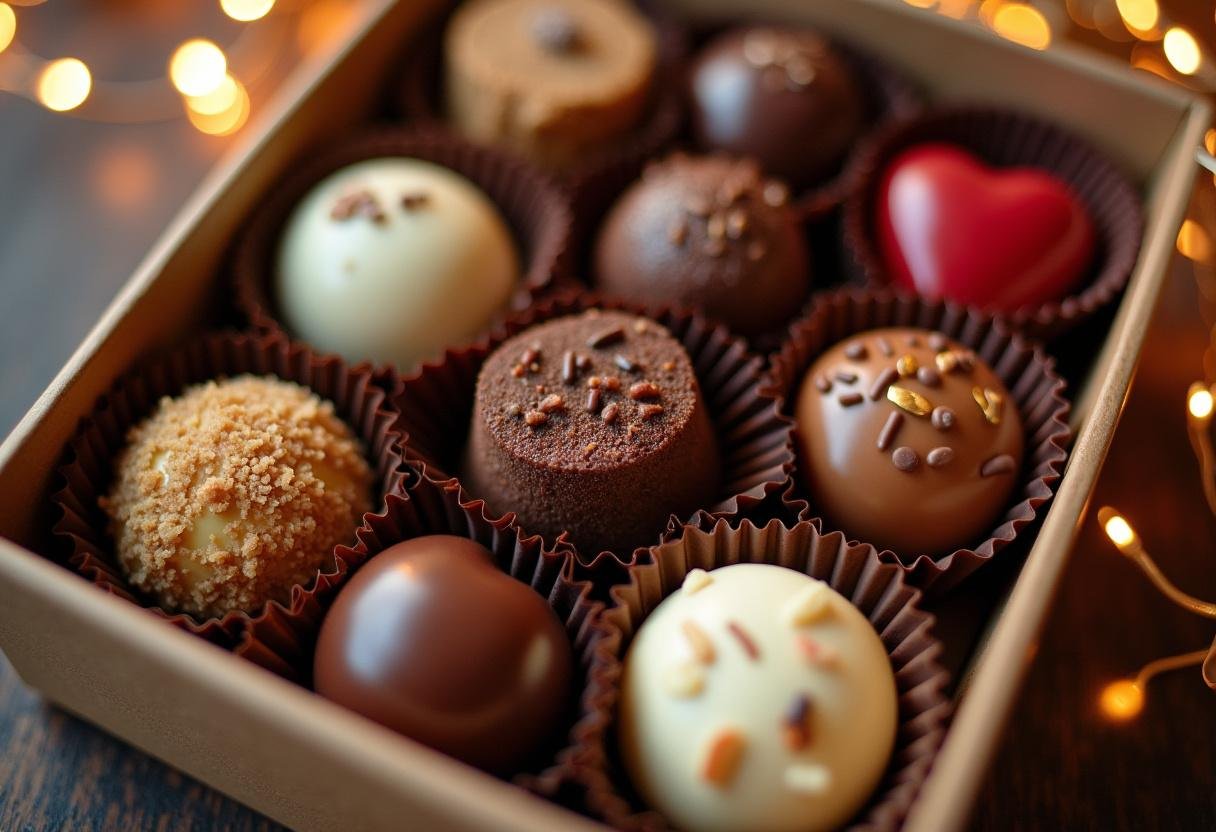 Caixa de Chocolate Trento finalizada com diversos sabores, pronta para ser apreciada.
